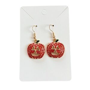 Festive Pumpkin Rhinestone Earrings